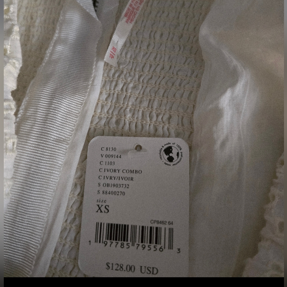 Nwt Free People Berry Kiss Mini Dress Cream Eyelet Off Shoulder Coquette Coastal - Picture 2 of 16